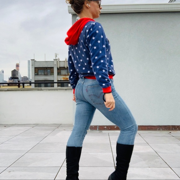 2in1 Vintage Wonder Woman Starred Turn Double Side Hoodie Red Blue - Picture 16 of 16